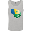 Curled Saint Vincent and Grenadines Flag Football Mens Vest Tank Top Sports Grey