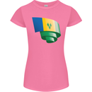 Curled Saint Vincent and Grenadines Flag Football Womens Petite Cut T-Shirt Azalea