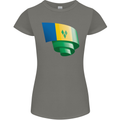 Curled Saint Vincent and Grenadines Flag Football Womens Petite Cut T-Shirt Charcoal