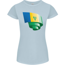 Curled Saint Vincent and Grenadines Flag Football Womens Petite Cut T-Shirt Light Blue