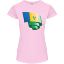 Curled Saint Vincent and Grenadines Flag Football Womens Petite Cut T-Shirt Light Pink
