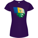 Curled Saint Vincent and Grenadines Flag Football Womens Petite Cut T-Shirt Purple
