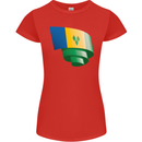 Curled Saint Vincent and Grenadines Flag Football Womens Petite Cut T-Shirt Red