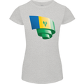 Curled Saint Vincent and Grenadines Flag Football Womens Petite Cut T-Shirt Sports Grey