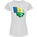 Curled Saint Vincent and Grenadines Flag Football Womens Petite Cut T-Shirt White