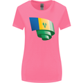 Curled Saint Vincent and Grenadines Flag Football Womens Wider Cut T-Shirt Azalea