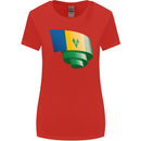 Curled Saint Vincent and Grenadines Flag Football Womens Wider Cut T-Shirt Red