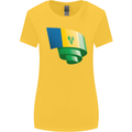 Curled Saint Vincent and Grenadines Flag Football Womens Wider Cut T-Shirt Yellow