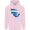 Curled Salvador Flag Salvadoran Day Football Childrens Kids Hoodie Light Pink