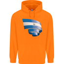 Curled Salvador Flag Salvadoran Day Football Childrens Kids Hoodie Orange