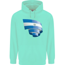 Curled Salvador Flag Salvadoran Day Football Childrens Kids Hoodie Peppermint