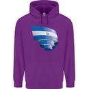 Curled Salvador Flag Salvadoran Day Football Childrens Kids Hoodie Purple
