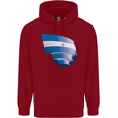 Curled Salvador Flag Salvadoran Day Football Childrens Kids Hoodie Red