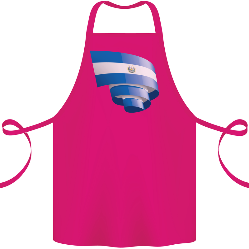 Curled Salvador Flag Salvadoran Day Football Cotton Apron 100% Organic Pink