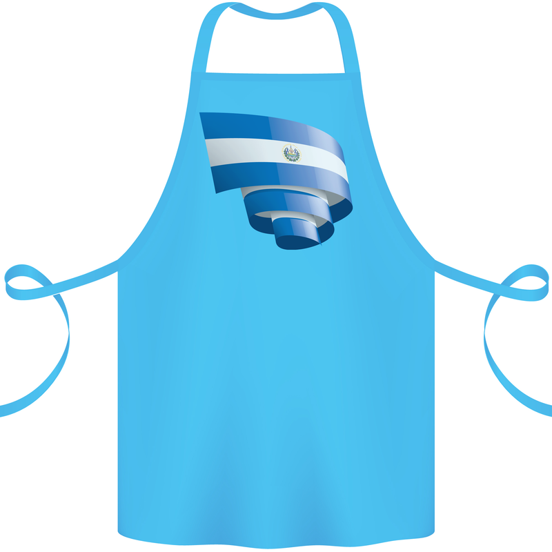 Curled Salvador Flag Salvadoran Day Football Cotton Apron 100% Organic Turquoise
