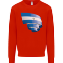 Curled Salvador Flag Salvadoran Day Football Kids Sweatshirt Jumper Bright Red