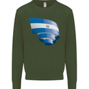 Curled Salvador Flag Salvadoran Day Football Kids Sweatshirt Jumper Forest Green