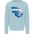 Curled Salvador Flag Salvadoran Day Football Kids Sweatshirt Jumper Light Blue