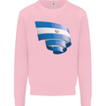 Curled Salvador Flag Salvadoran Day Football Kids Sweatshirt Jumper Light Pink