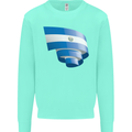 Curled Salvador Flag Salvadoran Day Football Kids Sweatshirt Jumper Peppermint
