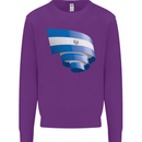 Curled Salvador Flag Salvadoran Day Football Kids Sweatshirt Jumper Purple