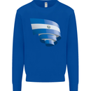 Curled Salvador Flag Salvadoran Day Football Kids Sweatshirt Jumper Royal Blue