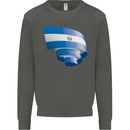 Curled Salvador Flag Salvadoran Day Football Kids Sweatshirt Jumper Storm Grey