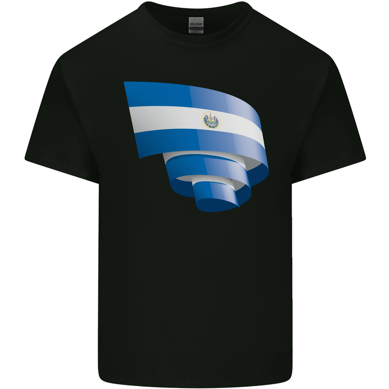 Curled Salvador Flag Salvadoran Day Football Kids T-Shirt Childrens Black