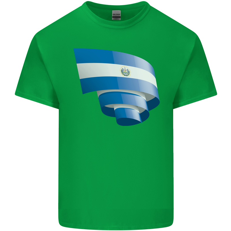 Curled Salvador Flag Salvadoran Day Football Kids T-Shirt Childrens Irish Green