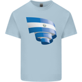 Curled Salvador Flag Salvadoran Day Football Kids T-Shirt Childrens Light Blue