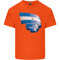 Curled Salvador Flag Salvadoran Day Football Kids T-Shirt Childrens Orange