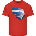 Curled Salvador Flag Salvadoran Day Football Kids T-Shirt Childrens Red