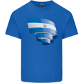 Curled Salvador Flag Salvadoran Day Football Kids T-Shirt Childrens Royal Blue