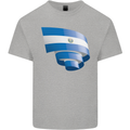 Curled Salvador Flag Salvadoran Day Football Kids T-Shirt Childrens Sports Grey