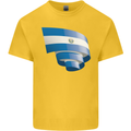 Curled Salvador Flag Salvadoran Day Football Kids T-Shirt Childrens Yellow