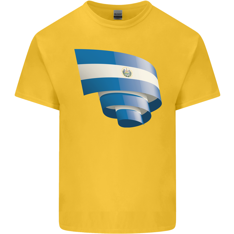 Curled Salvador Flag Salvadoran Day Football Kids T-Shirt Childrens Yellow