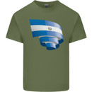 Curled Salvador Flag Salvadoran Day Football Mens Cotton T-Shirt Tee Top Military Green