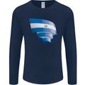 Curled Salvador Flag Salvadoran Day Football Mens Long Sleeve T-Shirt Navy Blue