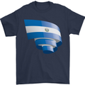 Curled Salvador Flag Salvadoran Day Football Mens T-Shirt 100% Cotton Navy Blue