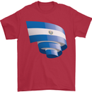 Curled Salvador Flag Salvadoran Day Football Mens T-Shirt 100% Cotton Red