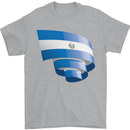Curled Salvador Flag Salvadoran Day Football Mens T-Shirt 100% Cotton Sports Grey