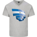 Curled Salvador Flag Salvadoran Day Football Mens V-Neck Cotton T-Shirt Sports Grey