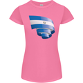 Curled Salvador Flag Salvadoran Day Football Womens Petite Cut T-Shirt Azalea