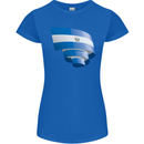 Curled Salvador Flag Salvadoran Day Football Womens Petite Cut T-Shirt Royal Blue