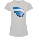 Curled Salvador Flag Salvadoran Day Football Womens Petite Cut T-Shirt Sports Grey