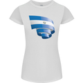 Curled Salvador Flag Salvadoran Day Football Womens Petite Cut T-Shirt White