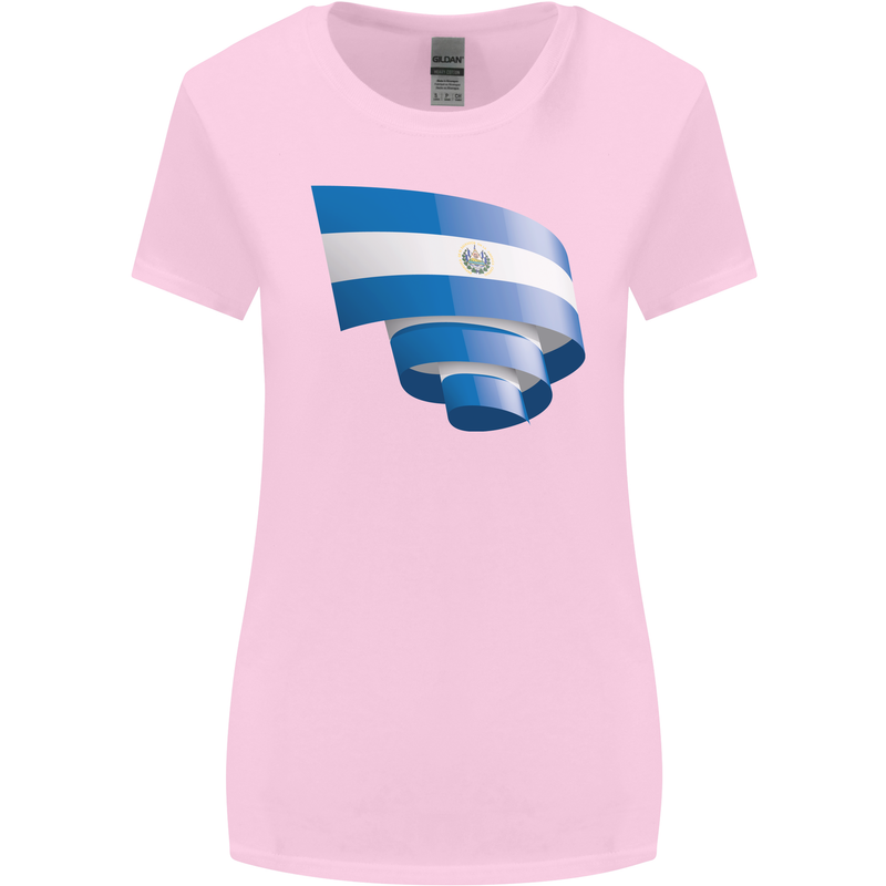 Curled Salvador Flag Salvadoran Day Football Womens Wider Cut T-Shirt Light Pink