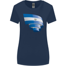 Curled Salvador Flag Salvadoran Day Football Womens Wider Cut T-Shirt Navy Blue