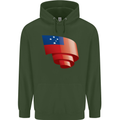 Curled Samoa Flag Samoan Day Football Childrens Kids Hoodie Forest Green