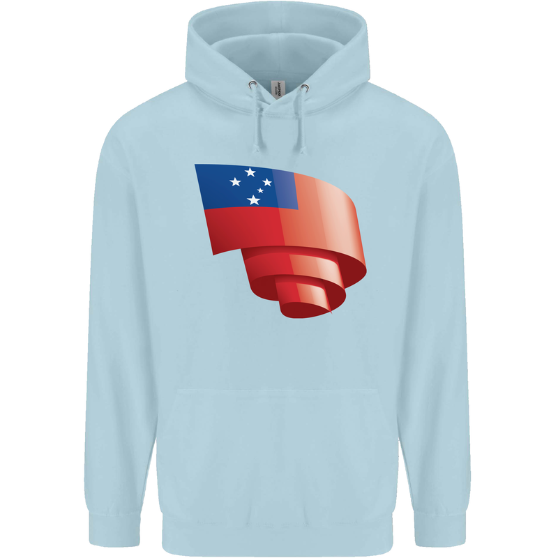 Curled Samoa Flag Samoan Day Football Childrens Kids Hoodie Light Blue